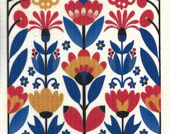 Modern Retro Flowers on Swedish Dish Cloth
