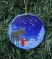 Ceramic Scalloped Edge 2 3/4' Ornament - Swedish Gnome Tomte & Moose Artwork 