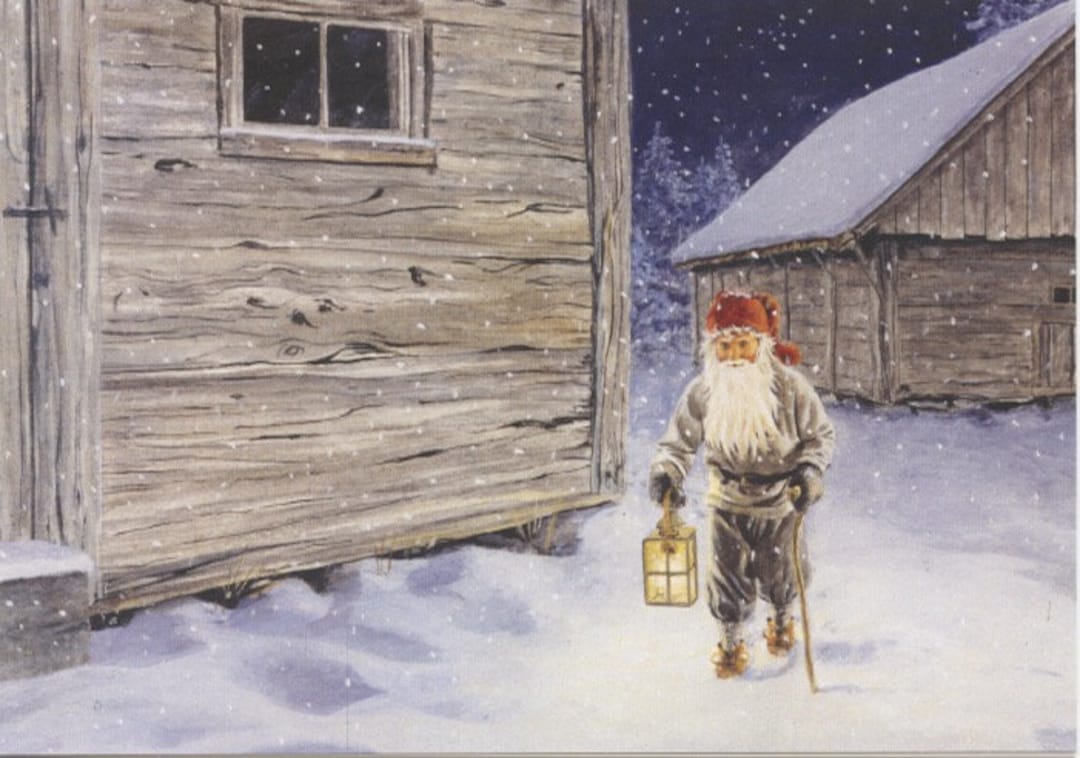 Swedish Artist Jan Bergerlind Tomte With Cane And Lantern Christmas swedish-artist-jan-bergerlind-tomte-with-cane-and-lantern-christmas