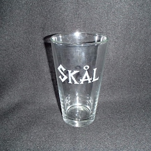 Two Norse Pint Beer Glasses with Laser Etched Design