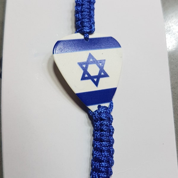 Blanc et bleu mode étoile de David Israël drapeau (Médiator) réglable Bracelet en macramé