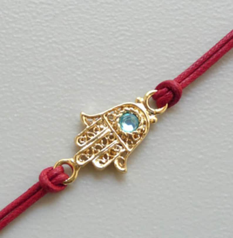 Jewish Kabbalah Hamsa Red String Gold Tone Bracelet Evil Eye Etsy