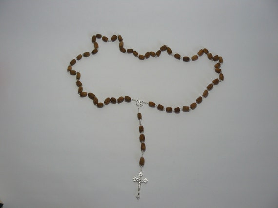 Terreno da Terra Santa Gesù Cristo Santo Rosario Collana Perline de Legna Olivo
