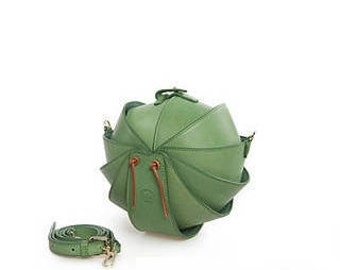 High Quality Small Leather Round Bags Bee Purse Green