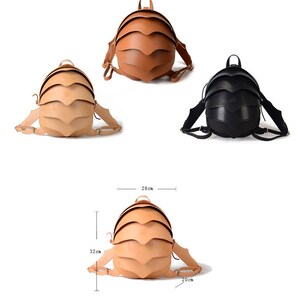 Small Leather Backpack, Leather Backpack Women, Leather Brown Backpack, Leather Backpack Men, Beetle Backpack, Leather Backpack Purse image 4