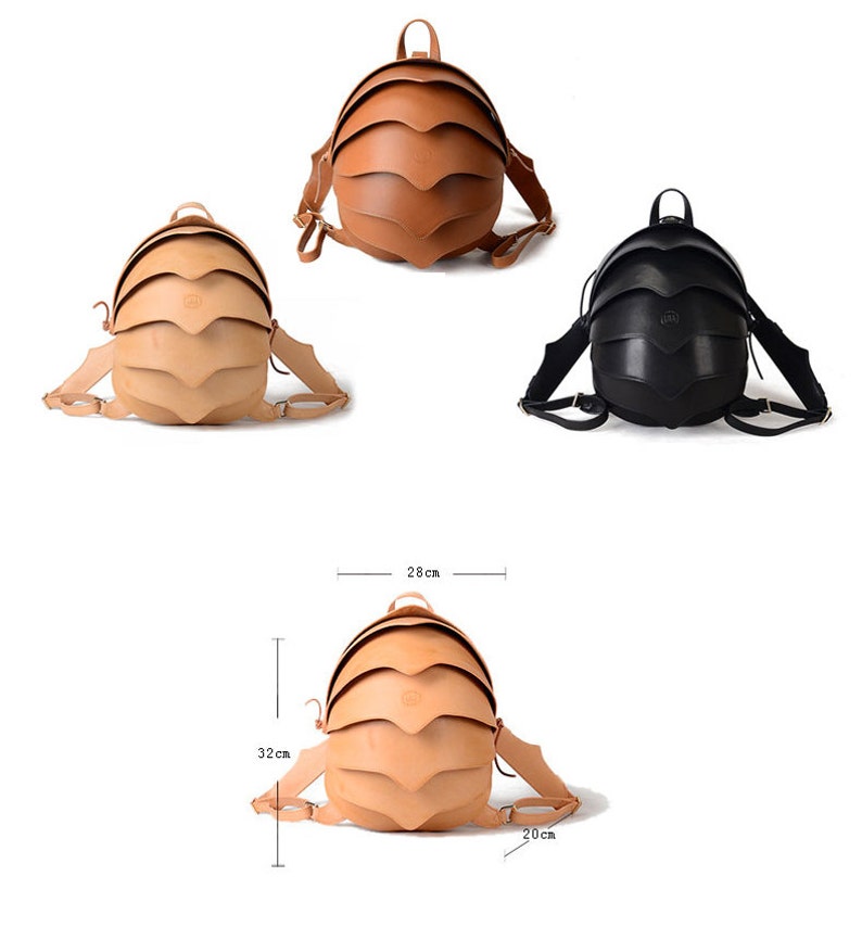 Small Leather Backpack, Leather Backpack Women, Leather Brown Backpack, Leather Backpack Men, Beetle Backpack, Leather Backpack Purse image 4