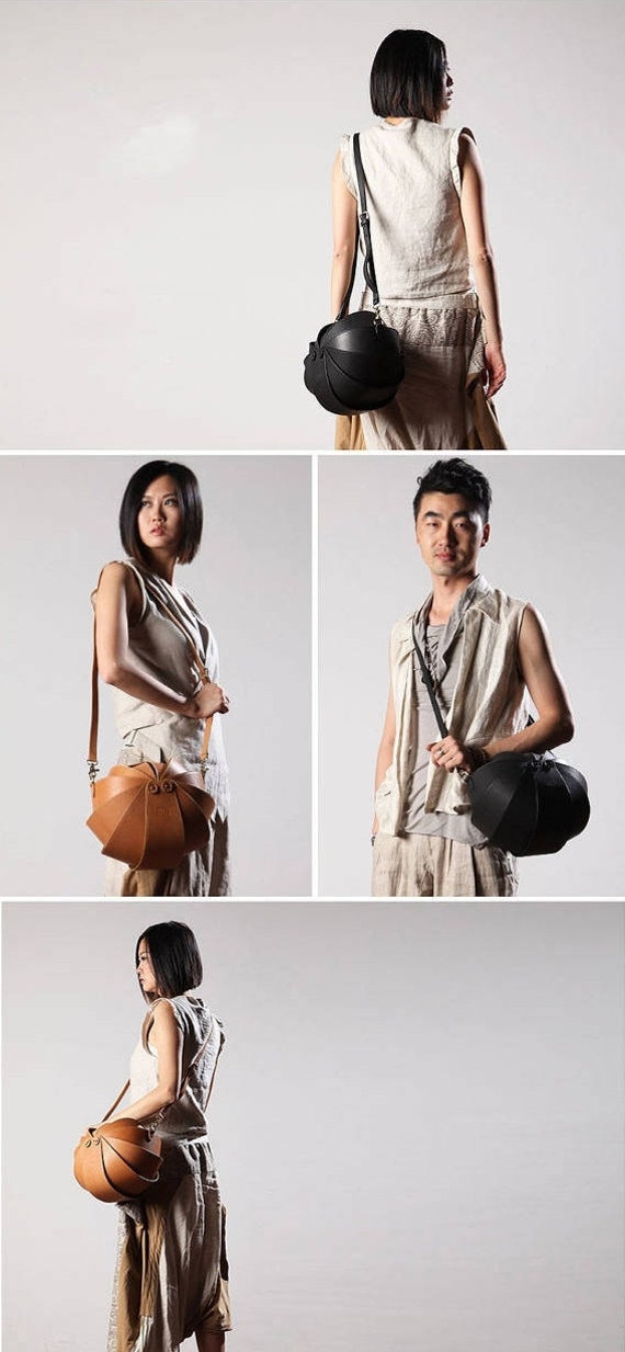round black leather crossbody bag