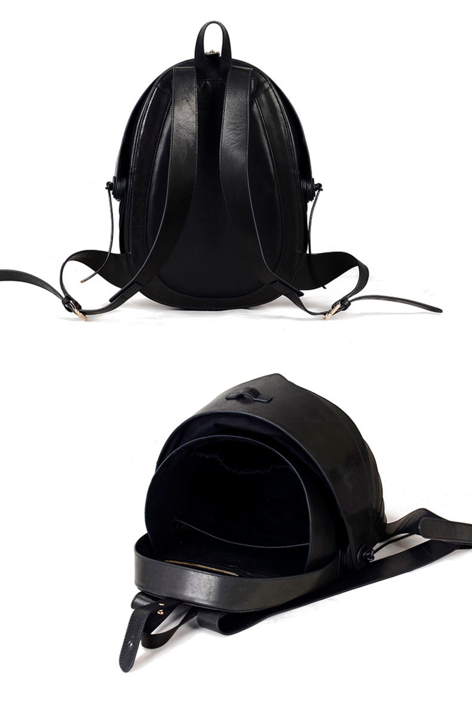 Large Backpack Black Backpack Purse Leather Backpack Women Etsy