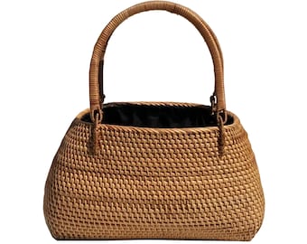 Rattan bag tote, moroccan straw bag, French Basket, woven straw tote, straw beach bag, shopping basket, Market basket, farmers market  bag