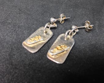 Earhangers silver and gold shining, sterling silver, very fashion , with sterling silver posts