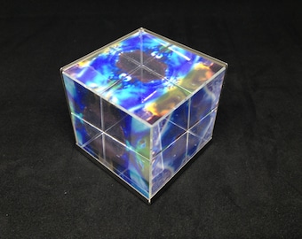 Pilbri ® Art cube with an original Pilbri photo art work, stainless steel, can be used as decoration or as paperweight