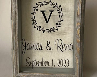 Sand Ceremony Wedding, rustic Barn Wood Shadow Box / Frame, Sand (opt.) Blended Family, Décor, "5 x 7"  BW5