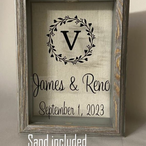Sand Ceremony Wedding, rustic Barn Wood Shadow Box / Frame, Sand (opt.) Blended Family, Décor, "5 x 7"  BW5
