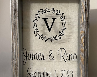 Sand Ceremony Wedding, rustic Barn Wood Shadow Box / Frame, Sand (opt.) Blended Family, Décor, "5 x 7"  BW5