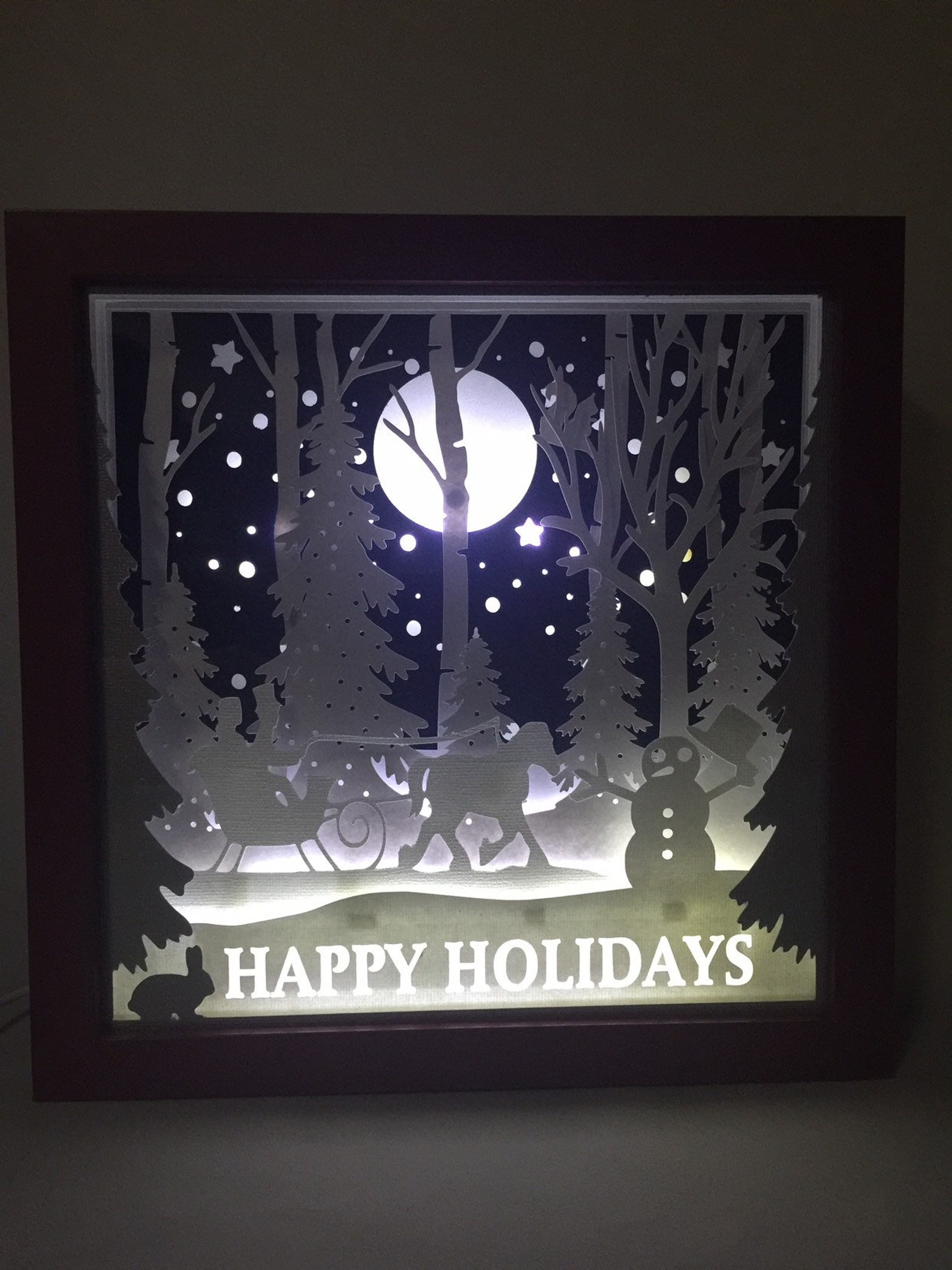 3D Paper Art Light Box Night Light Lighted Holiday Home Etsy