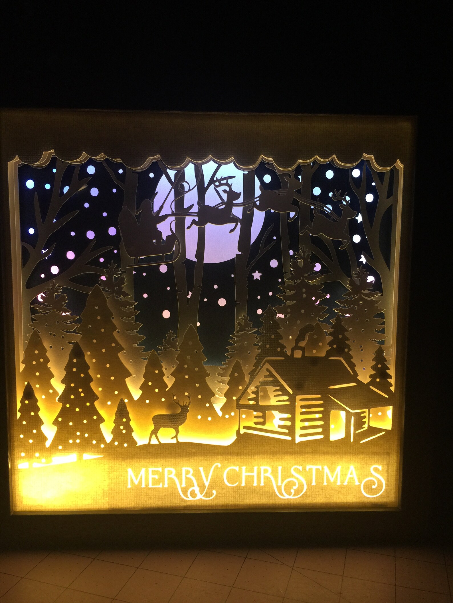 3D Paper Art Light Box Night Light Lighted Holiday Home Etsy
