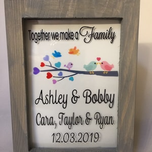 Sand Ceremony Wedding Set, natural Wood Frame, flip top opening, printed, Blended Family, Gift, Décor, Engagement,  FTSP