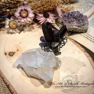 Crystalline Arcana. Quartz ring and Amethysts. sacred feminine, Wicca, witch, fairy ring, elven, Atlantis, Aqua aura, Samhain image 5