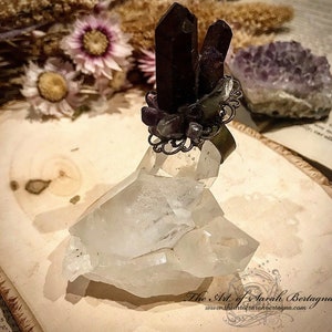 Crystalline Arcana. Quartz ring and Amethysts. sacred feminine, Wicca, witch, fairy ring, elven, Atlantis, Aqua aura, Samhain image 2