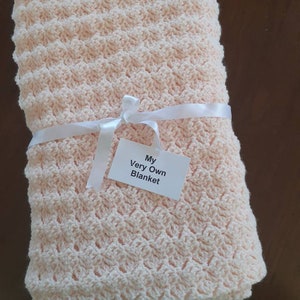 Pale Peach Hand Crocheted Blanket for Baby or Toddler