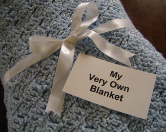 Soft Blue Hand Crocheted Baby Boy Blanket
