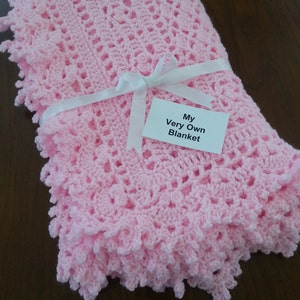 Blossom Pink Lace Hand Crocheted Baby Girl Blanket
