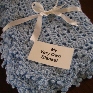 Soft Blue Lace Hand Crocheted Baby Boy Blanket