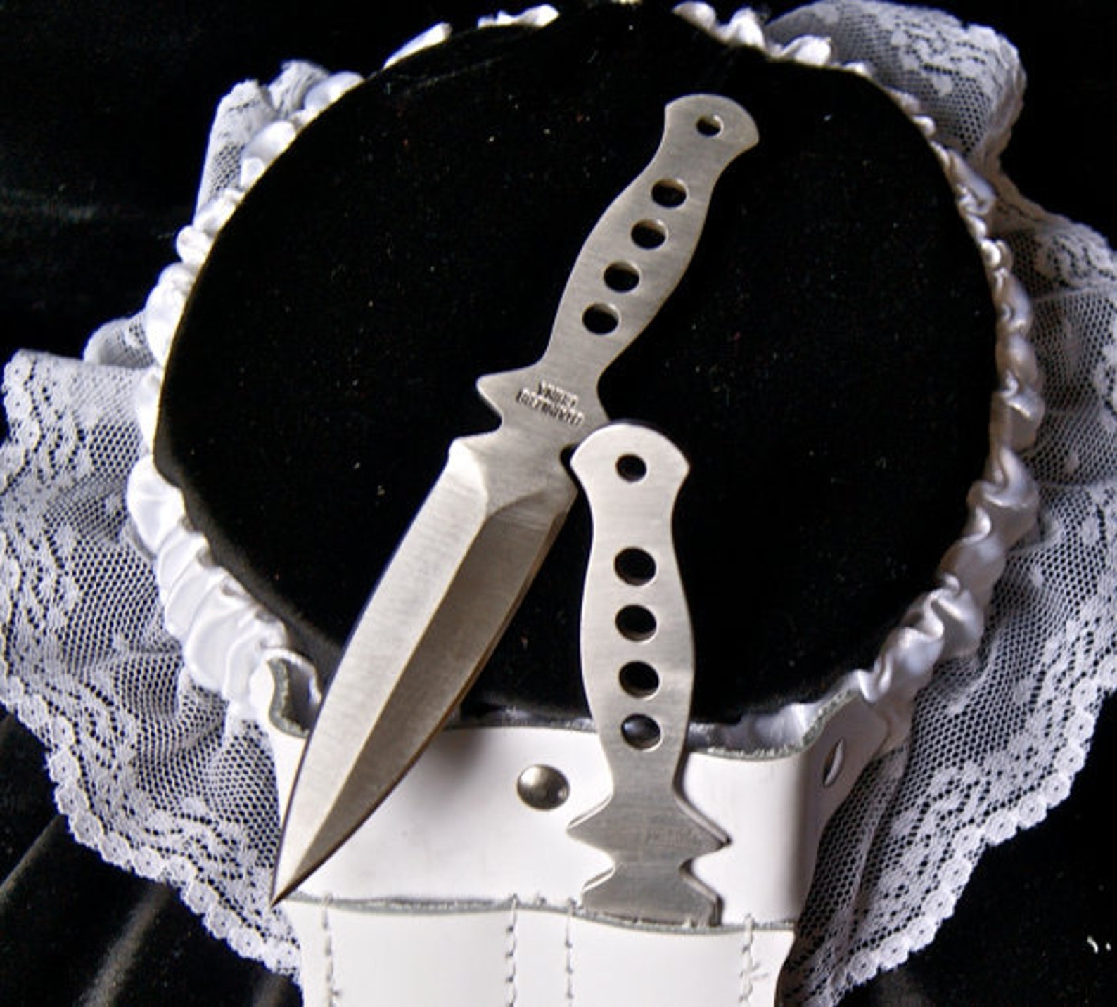 Wedding Garter, Steampunk Wedding Knife Garter With Leather Sheath and
