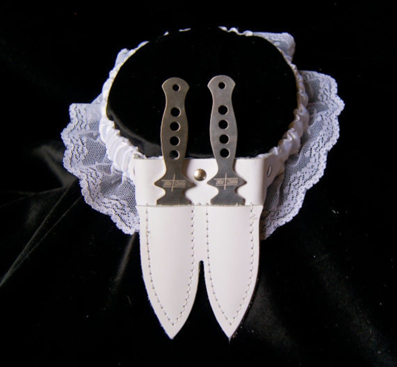 Wedding Garter, Steampunk Wedding Knife Garter With Leather Sheath and