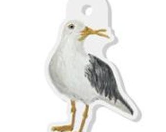 Seagull and French Fries Acrylic Charm SMALL, Reproduction of My Original Hand-Painted Seagull Art, Preppy Coastal Jewelry