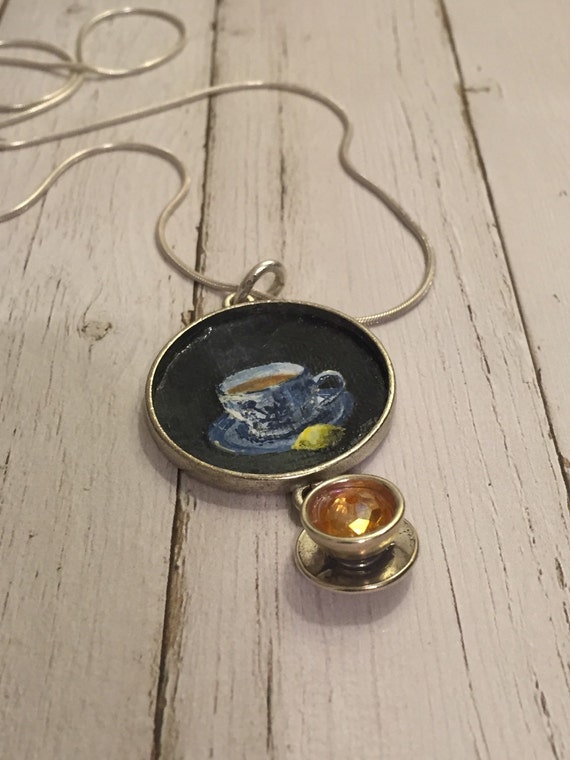 Items similar to Miniature painting pendant necklace, hand painted