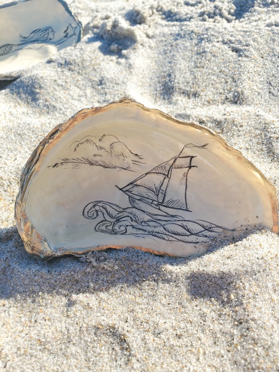 Faux Scrimshaw Hand Painted Shell Scrimshaw Miniature | Etsy