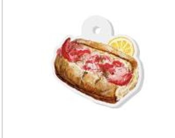 Lobster Roll Acrylic Charm, SMALL, 1", Reproduction of Original Painting for Jewelry Making
