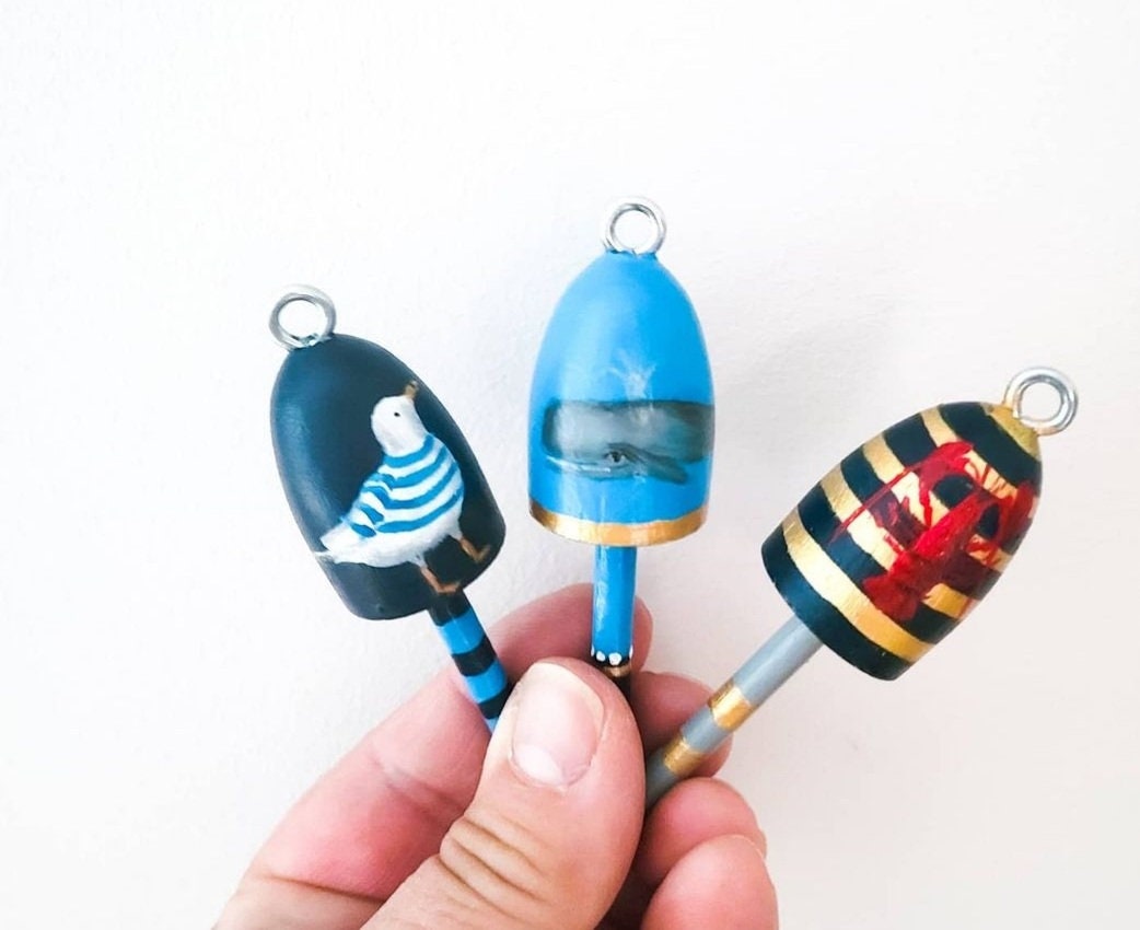 Hand Painted Miniature Lobster Buoy Ornament Preppy Ornament Etsy
