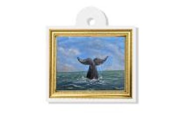 Whale Tail Acrylic Charm, Framed Whale Tail Art, Reproduction of Original Painting Charm