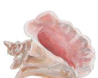 Conch Shell Painting Acrylic Charm LARGE for Tote Bags and Purses, Reproduction of My Original Conch Painting