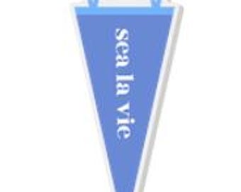 Sea La Vie Pennant Flag Acrylic Charm for Jewelry Making, Flag Charm for Purses and Tote Bags, Preppy Charms