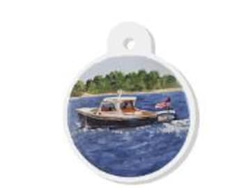 Hinckley-style Yacht Acrylic Charm, Preppy Coastal Jewelry, Reproduction of Original Painting Charm