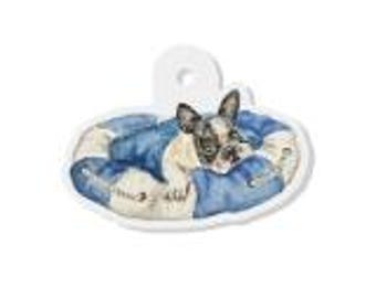 French Bulldog Acrylic Charm, Reproduction of Original Painting, Dog on Pool Float Art