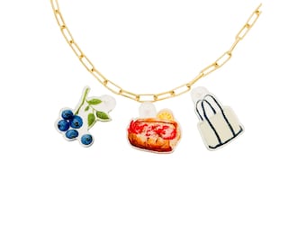 Preppy Tote Bag Acrylic Charm, Reproduction of Original Painting for Jewelry, Necklace or Bracelet