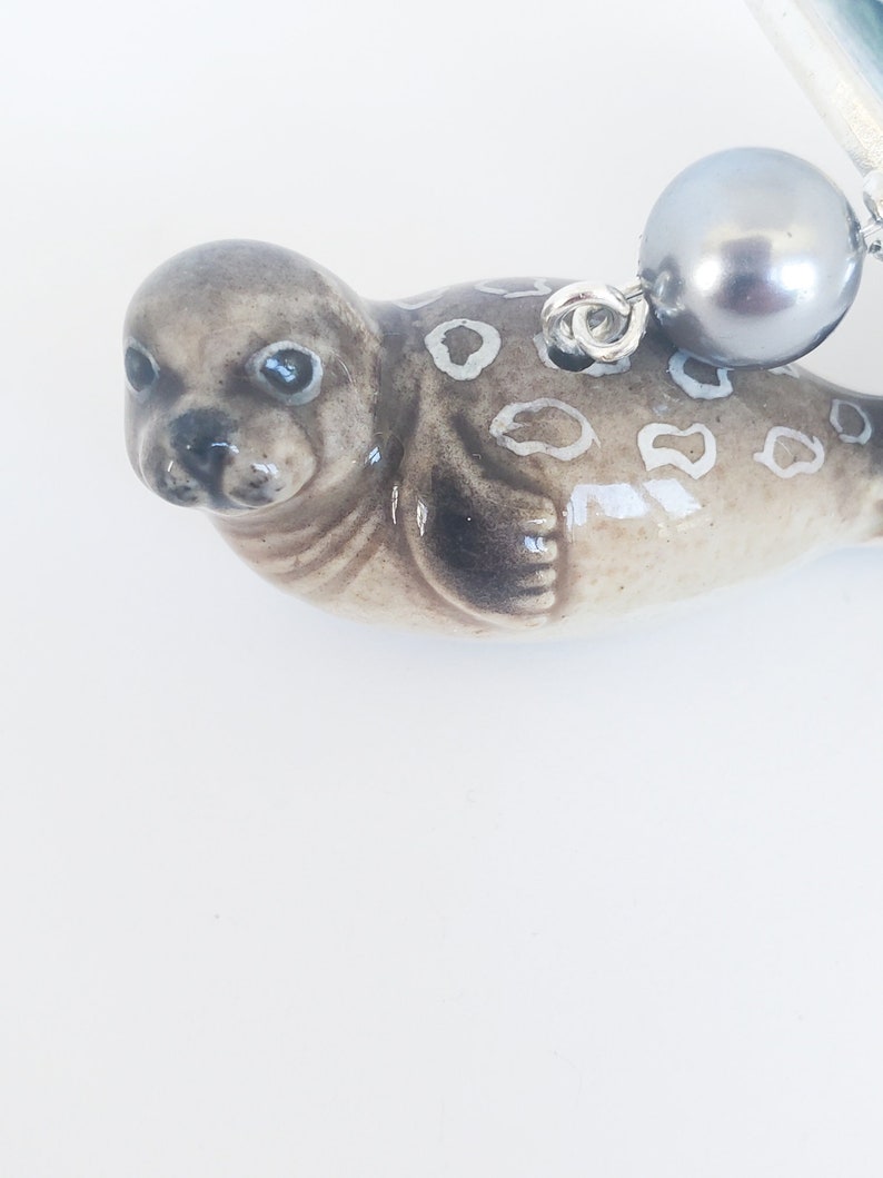 Seal by the Sea Hand Painted Pendant Necklace Coastal Inspired Jewelry Miniature Painting Necklace