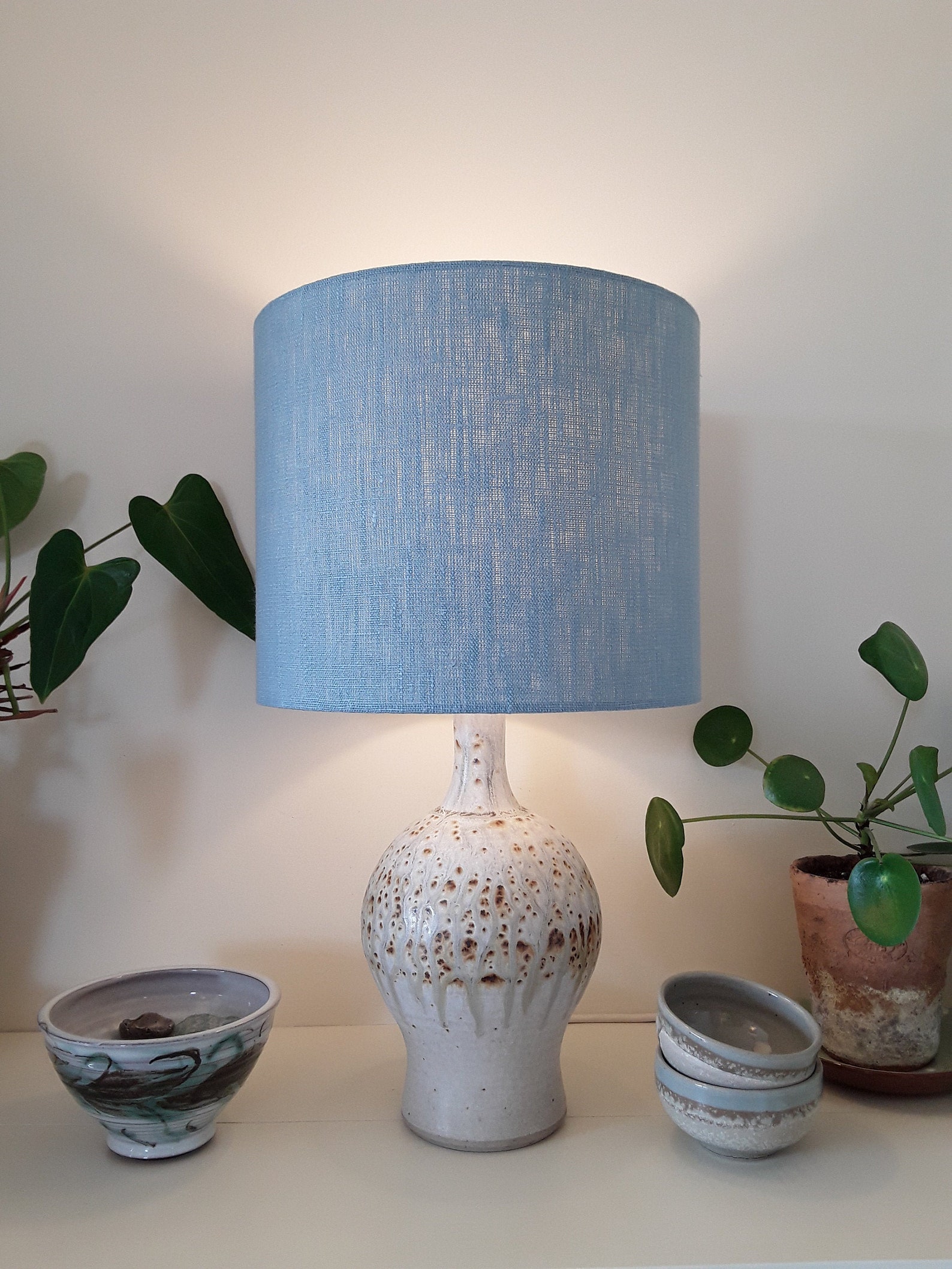 Aqua blue plain linen lampshade handmade shade for lamp or Etsy