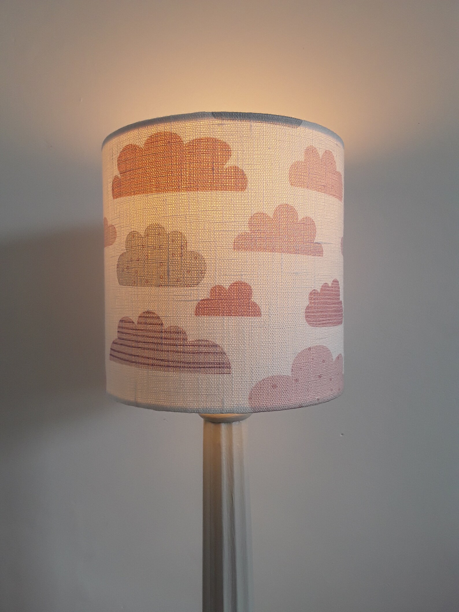 Clouds nursery lampshade pink white linen handmade shade Etsy