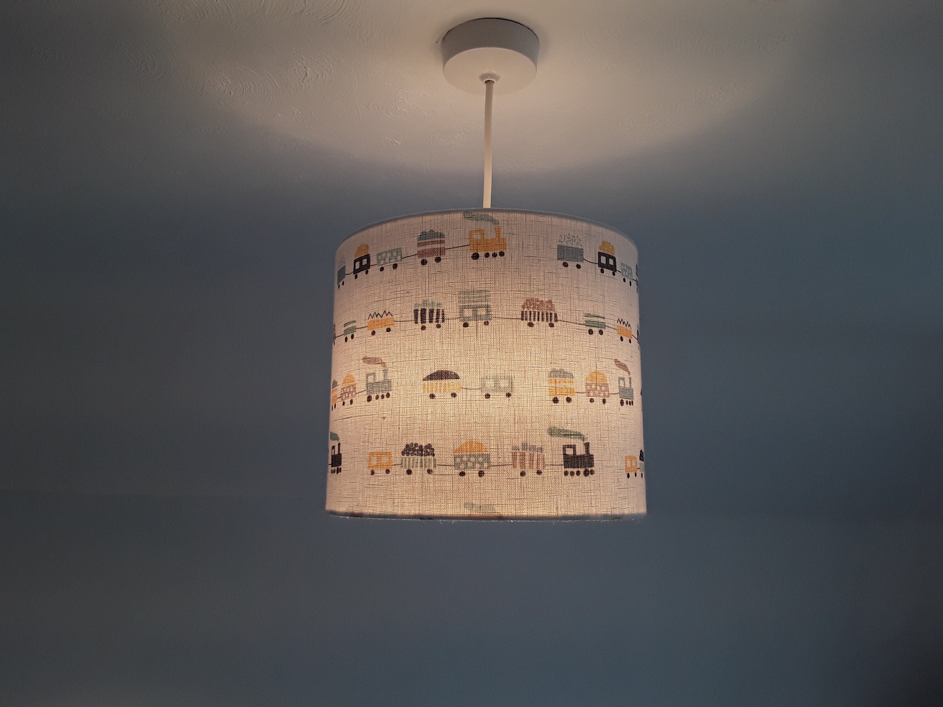 Trains nursery lampshade white linen handmade shade for Etsy
