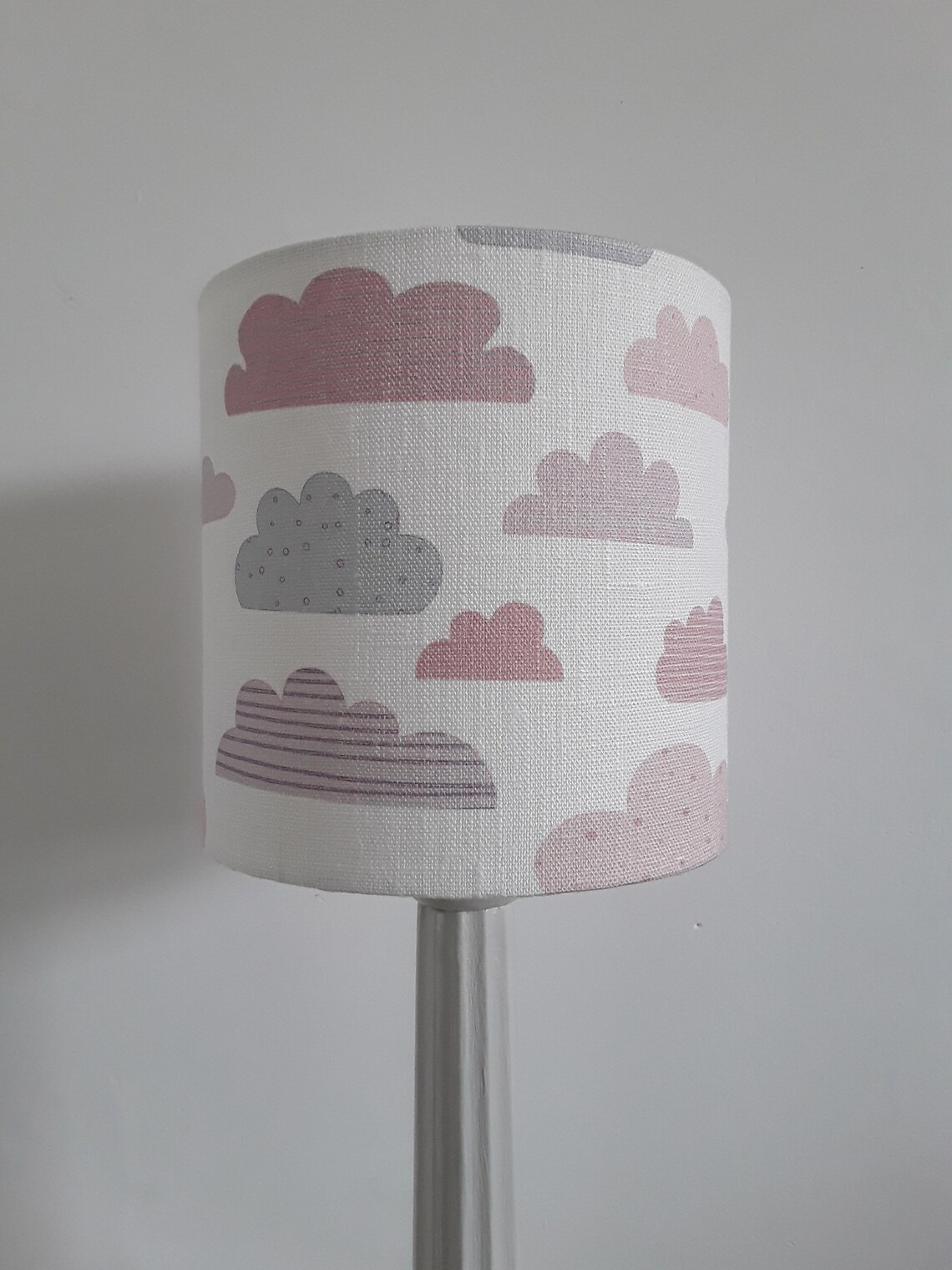 Clouds nursery lampshade pink white linen handmade shade Etsy