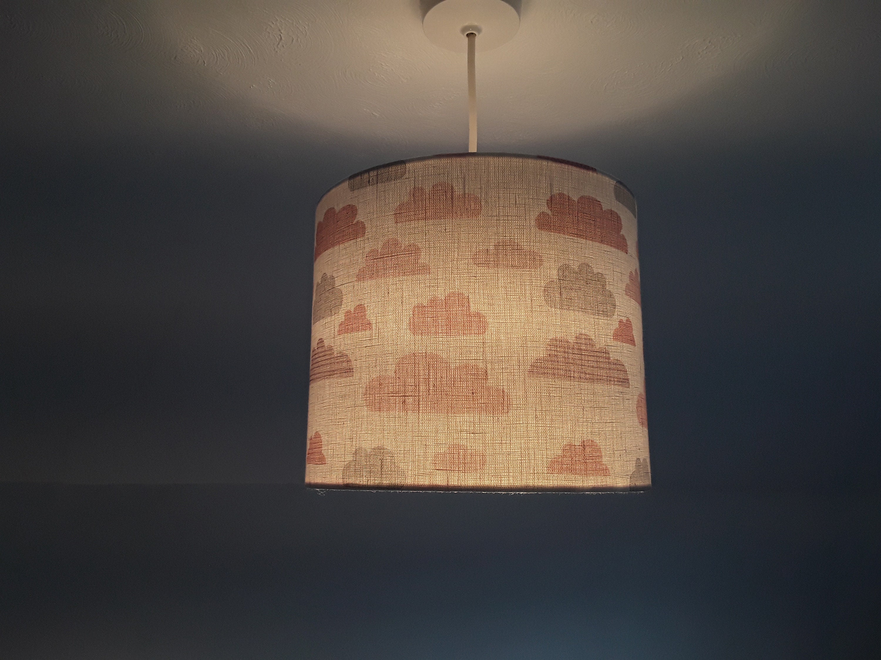 Clouds nursery lampshade pink white linen handmade shade Etsy