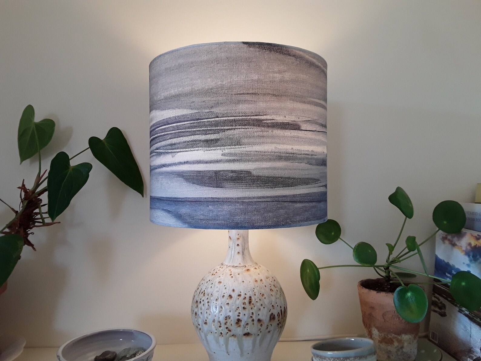 Seascape lampshade indigo blue grey Voyage Valerius Etsy