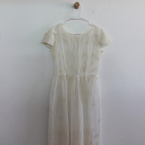 Vintage Sheer Lace Floral Embossed Dress 1950s