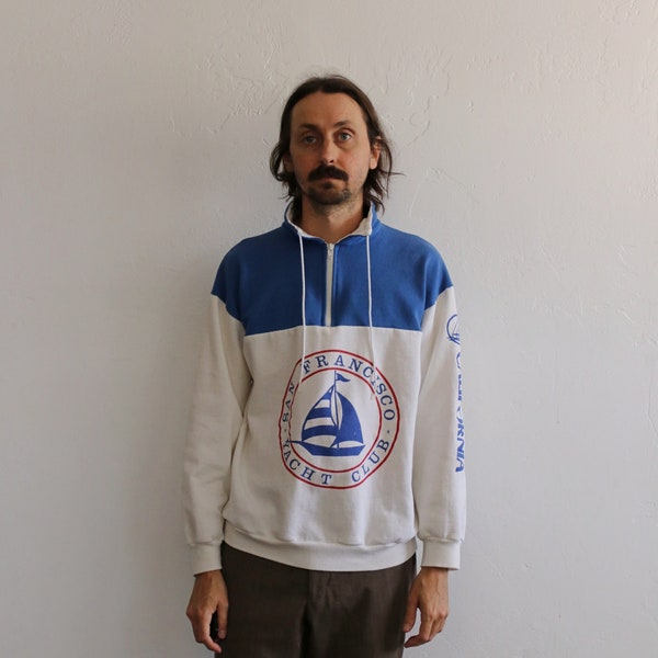 80s San Francisco Yacht Club Sailing 1/2 Zip Sweater Pullover Medium