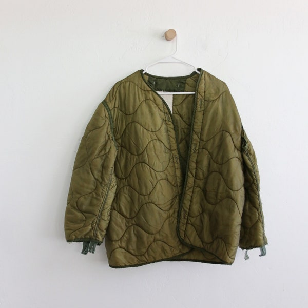 Olive Drab Military Liner Jacket 70s Medium